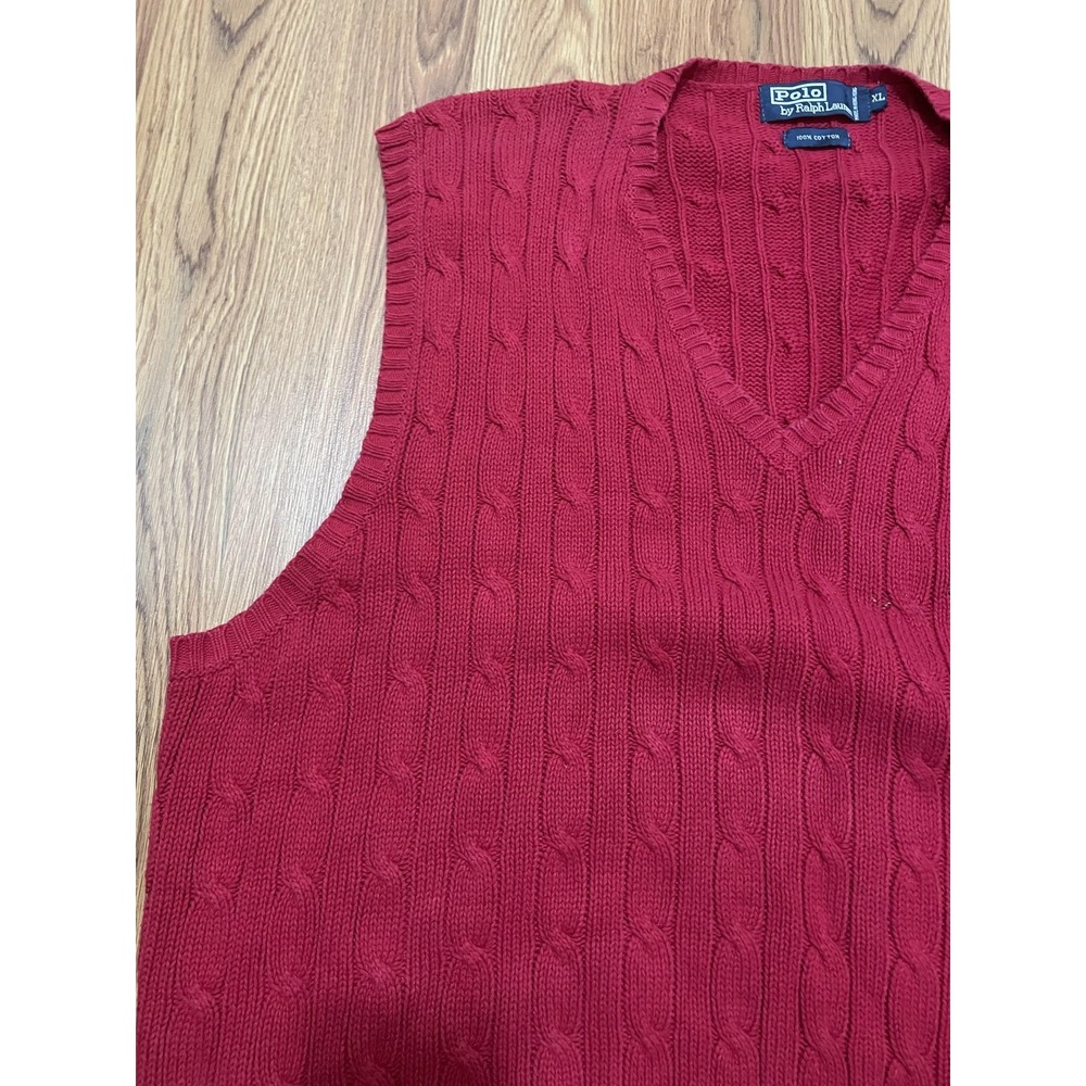 Polo Ralph Lauren Sweater Vest Mens XL Cable Knit Golf Crest V Neck - Picture 9 of 11